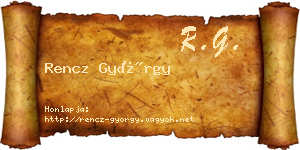 Rencz György névjegykártya